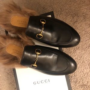 Gucci Princetown fur-lined leather slippers